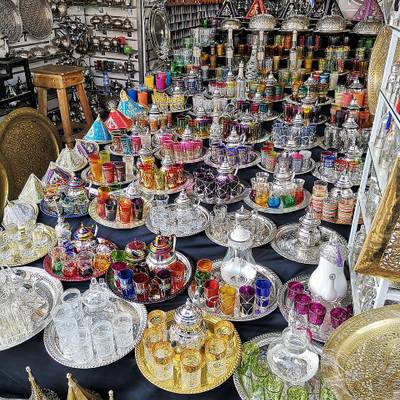 Service à thé marocain en argent maillechort — 12 verres