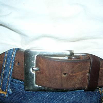 Ceinture en cuir pleine fleur — 110 cm, boucle laiton